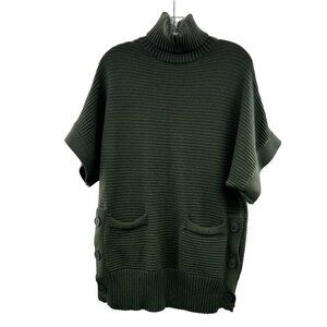 Mazik Turtleneck Sweater Women's Size Small Green Knit Short Sleeve Pullover